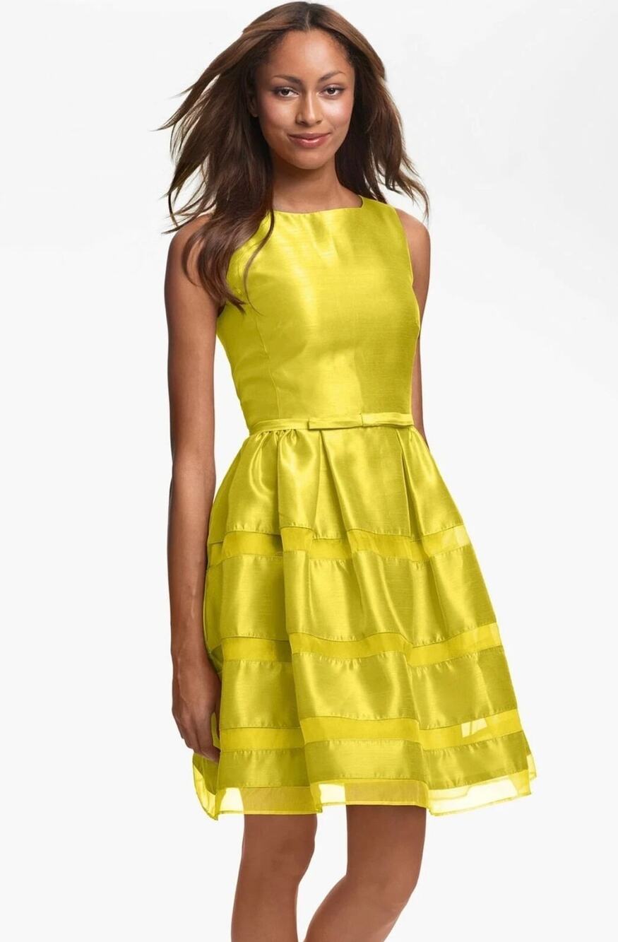 NWT Taylor Tonal Stripe Fit and Flare Dress Cocktail Party Wedding Size 8